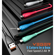 Cable USB A to Lightning VEGER 2,4A V105 1,2 m black Cable USB A to Lightning VEGER 2,4A V105 1,2 m black