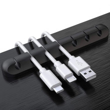 Blue Star PJ-OCZ8 silicone self-adhesive organizer for 7 cables - black (1 pc.)