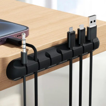 Blue Star PJ-OCZ8 silicone self-adhesive organizer for 7 cables - black (1 pc.)