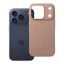 „iPhone 17 PRO“ silikoninis dėklas, suderinamas su „MagSafe“ (didele skylute), rožinis