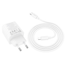Phone charger Hoco 2 x USB C + 2 x USB A QC3.0 PD 3A 20W + cable USB C to Lightning N55 white