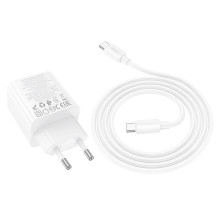 Telefono įkroviklis Hoco 2 x USB C + 2 x USB A QC3.0 PD 3A 20W + laidas USB C į USB C N55 baltas