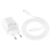 Phone charger Hoco 2 x USB C + 2 x USB A QC3.0 PD 3A 30W + cable USB C to Lightning N56 white