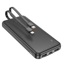 Powerbank Hoco 10000 mAh 2A with built-in cables USB C + Lightning J118 black
