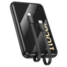 Išorinė baterija Hoco 10000 mAh QC PD 22,5W su integruotais laidais USB C + Lightning Q37, juoda