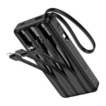 Powerbank Hoco 10000 mAh 2A with four built-in cables USB A + USB C+ Lightning + Micro USB J146 black