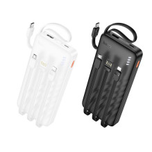 Powerbank Hoco 10000 mAh 2A with four built-in cables USB A + USB C+ Lightning + Micro USB J146 black