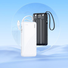 „Hoco“ 10000 mAh 2A išorinė baterija su keturiais įmontuotais laidais: USB A + USB C + „Lightning“ + „Micro USB J146“, j
