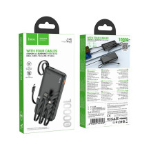 Powerbank Hoco 10000 mAh 2A with four built-in cables USB A + USB C+ Lightning + Micro USB J146 black