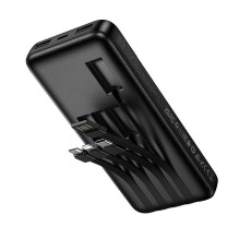 „Hoco“ 10000 mAh 2A išorinė baterija su keturiais įmontuotais laidais: USB A + USB C + „Lightning“ + „Micro USB J163“, j