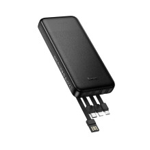 Powerbank Hoco 10000 mAh 2A with four built-in cables USB A + USB C+ Lightning + Micro USB J163 black