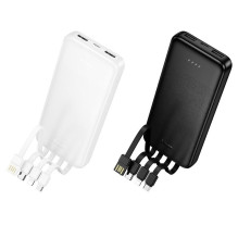 Powerbank Hoco 10000 mAh 2A with four built-in cables USB A + USB C+ Lightning + Micro USB J163 black