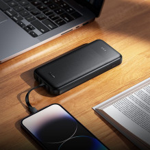 „Hoco“ 10000 mAh 2A išorinė baterija su keturiais įmontuotais laidais: USB A + USB C + „Lightning“ + „Micro USB J163“, j