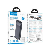 „Hoco“ 10000 mAh 2A išorinė baterija su keturiais įmontuotais laidais: USB A + USB C + „Lightning“ + „Micro USB J163“, j