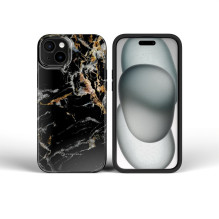 Case for iPhone 16 Forcell F-Protect Mirage compatible with Magsafe Military Drop-Test black marble