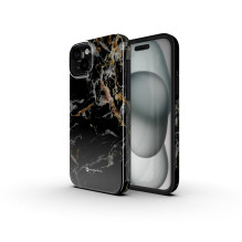 Case for iPhone 16 Forcell F-Protect Mirage compatible with Magsafe Military Drop-Test black marble