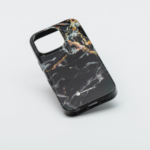 Case for iPhone 16 Forcell F-Protect Mirage compatible with Magsafe Military Drop-Test black marble