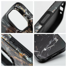 Case for iPhone 16 Forcell F-Protect Mirage compatible with Magsafe Military Drop-Test black marble