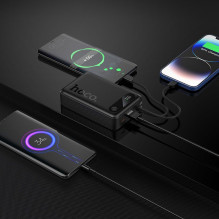 Išorinė baterija Hoco 20000 mAh QC PD 2A 22,5W su integruotais laidais USB C + Lightning J171A juoda