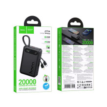 Išorinė baterija Hoco 20000 mAh QC PD 2A 22,5W su integruotais laidais USB C + Lightning J171A juoda