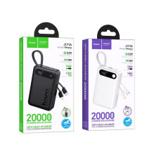 Išorinė baterija Hoco 20000 mAh QC PD 2A 22,5W su integruotais laidais USB C + Lightning J171A balta