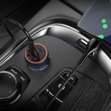 Automobilinis įkroviklis Hoco USB A + USB C PD QC3.0 3A 20W Z46A safyro mėlyna Automobilinis įkroviklis Hoco USB A + USB C PD QC3.0 3A 20W Z46A safyro mėlyna