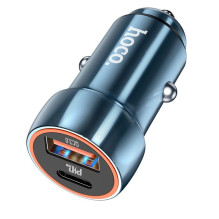 Automobilinis įkroviklis Hoco USB A + USB C PD QC3.0 3A 20W Z46A safyro mėlyna Automobilinis įkroviklis Hoco USB A + USB C PD QC3.0 3A 20W Z46A safyro mėlyna
