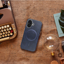 Case for iPhone 11 Gentleman Mag Cover compatible with MagSafe navy blue