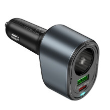 Car charger Hoco USB A + USB C + cigarette lighter PD QC3.0 3A 35W Z56 black