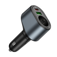 Automobilinis įkroviklis Hoco USB A + USB C + cigarečių degiklis PD QC3.0 3A 35W Z56 juodas