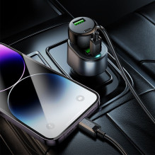 Car charger Hoco USB A + USB C + cigarette lighter PD QC3.0 3A 35W Z56 black