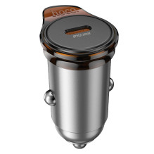 Automobilinis įkroviklis Hoco USB C QC PD 30W NZ16, pilkas, metalinis
