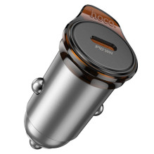 Automobilinis įkroviklis Hoco USB C QC PD 30W NZ16, pilkas, metalinis
