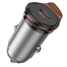 Car charger Hoco USB C QC PD 30W NZ16 metal gray