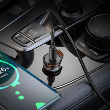 Automobilinis įkroviklis Hoco USB C QC PD 30W NZ16, pilkas, metalinis