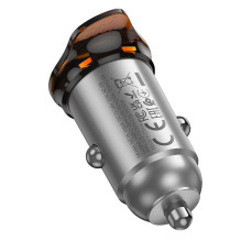 Car charger Hoco USB C QC PD 30W NZ16 metal gray