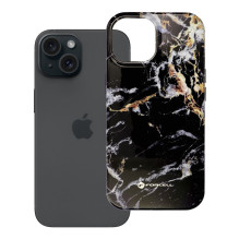 „iPhone 15 Forcell F-Protect Mirage“ dėklas, suderinamas su „Magsafe Military Drop-Test“ juodo marmuro korpusu.