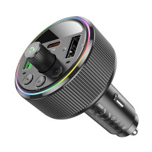 HOCO automobilio FM siųstuvas „Bluetooth“ 2 x USB A + C tipo PD QC3.0 30W E82 juodas