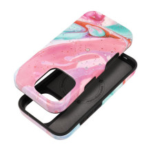 Case for iPhone 15 Forcell F-Protect Mirage compatible with Magsafe Military Drop-Test pink marble