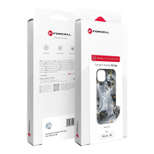 Case for iPhone 15 Forcell F-Protect Mirage compatible with Magsafe Military Drop-Test silver fog