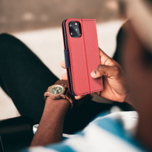 Flip case for iPhone 16 PLUS Fancy Book red / navy blue Flip case for iPhone 16 PLUS Fancy Book red / navy blue