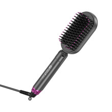 Hair straightener Hoco with comb and digital display HP44 rose red
