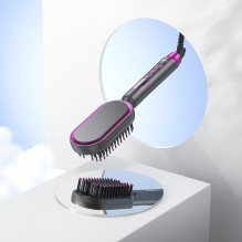 Hair straightener Hoco with comb and digital display HP44 rose red