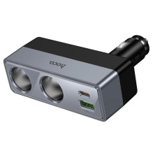 Automobilinis įkroviklis Hoco 1xUSB A + 1xUSB C+2x cigarečių degiklio prievadai PD QC3.0 max 240W / 24V Z65B juodas