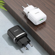Telefono įkroviklis Hoco USB A QC3.0 3A 18W N3 juodas Telefono įkroviklis Hoco USB A QC3.0 3A 18W N3 juodas