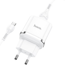 Telefono įkroviklis Hoco USB A QC3.0 3A 18W + laidas USB A į Micro USB N3 baltas