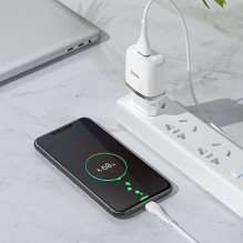 Telefono įkroviklis Hoco USB A QC3.0 3A 18W + laidas USB A į Micro USB N3 baltas