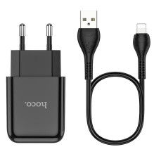 Telefono įkroviklis Hoco USB A 2A 10W + laidas USB A į Lightning N2 juodas Telefono įkroviklis Hoco USB A 2A 10W + laidas USB A į Lightning N2 juodas