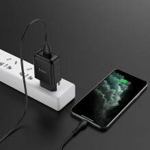 Phone charger Hoco USB A 2A 10W + cable USB A to Lightning N2 black