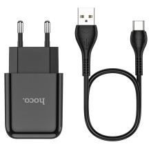 Phone charger Hoco USB A 2A 10W + cable USB A to USB C N2 black
